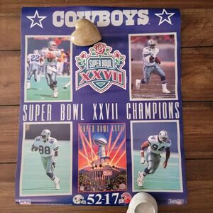 VINTAGE Poster Superbowl XXVII Rose Bowl 1993 Dallas Cowboys Champions 16" x 20"